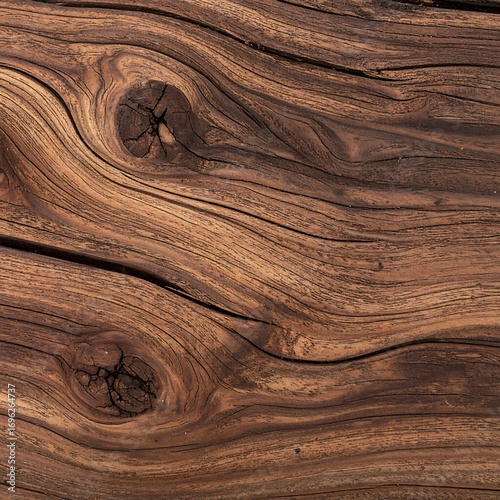 Close-up of rich brown wood grain with knots