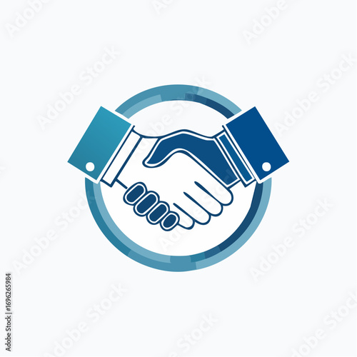 business consulting logo with handshake icon, simple, elegant, abstract