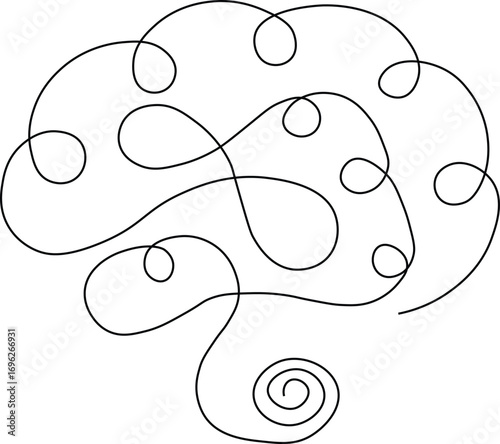 Unlock your potential with this minimalist brain art, perfect for mental health campaigns and educational content, conveying intelligence, creativity, and thought processes elegantly