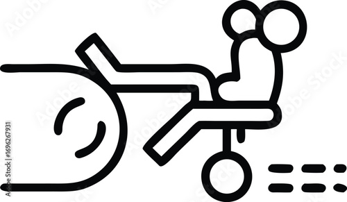 Person in wheelchair icon with motion lines symbol