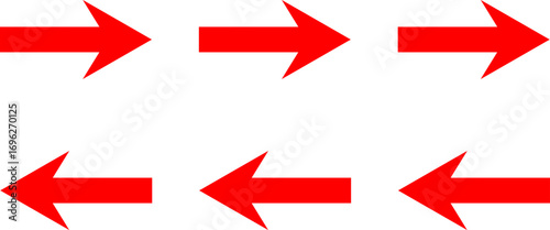 Red arrows pointing in opposite directions vector illustration