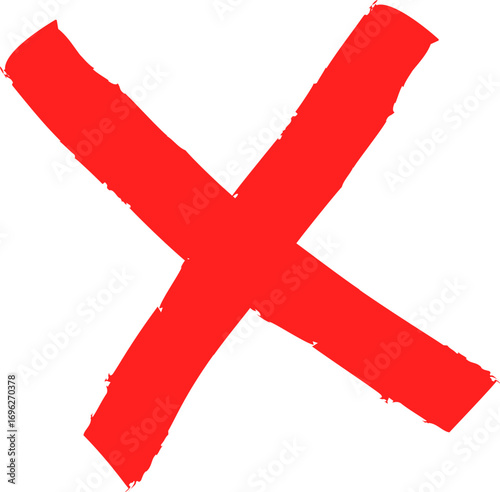 Red Cross mark X symbol brush stroke