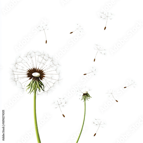 Dandelion seeds in the wind a symbol of wishes and dreams natures beauty.