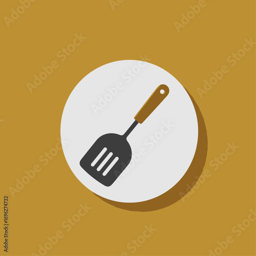 Simple Spatula Icon on Mustard Yellow Background