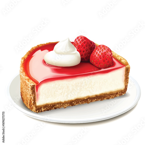 Delicious Slice of Strawberry Cheesecake with Whipped Cream on a Plate (3)