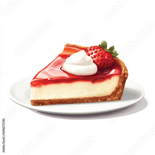 Delicious Strawberry Cheesecake Slice with Whipped Cream and Golden Crust