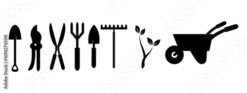Gardening element vector illustration. Garden tools icon. Editable stroke.