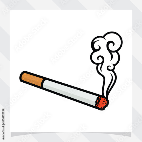 illustration of cigarette with smoke. vector illustration.