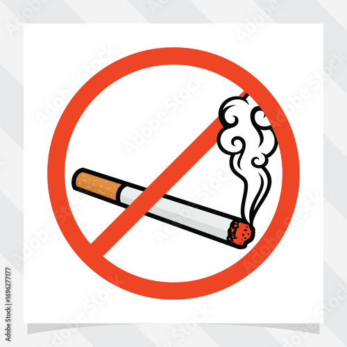 illustration of no smoking sign. cigarette with smoke. vector illustration.