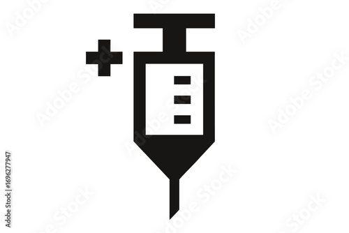 Medical syringe icon with plus sign on textured background
