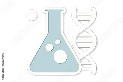 Modern science icon with flask and dna helix on gradient background