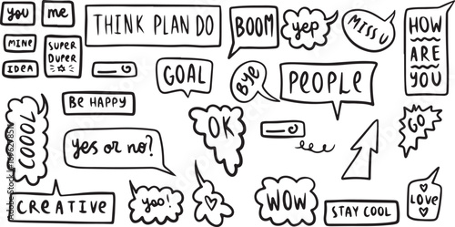 Motivational Words and Speech Bubble Doodle Pack
