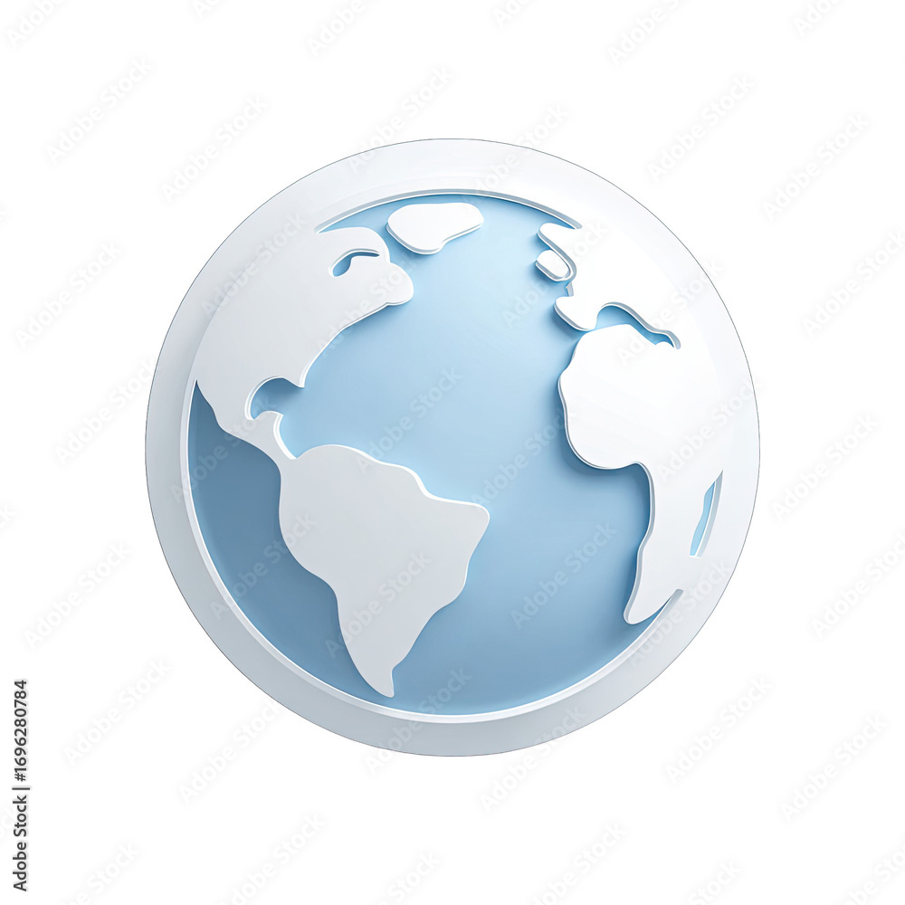 Fototapeta premium 3D globe, light blue, white outline