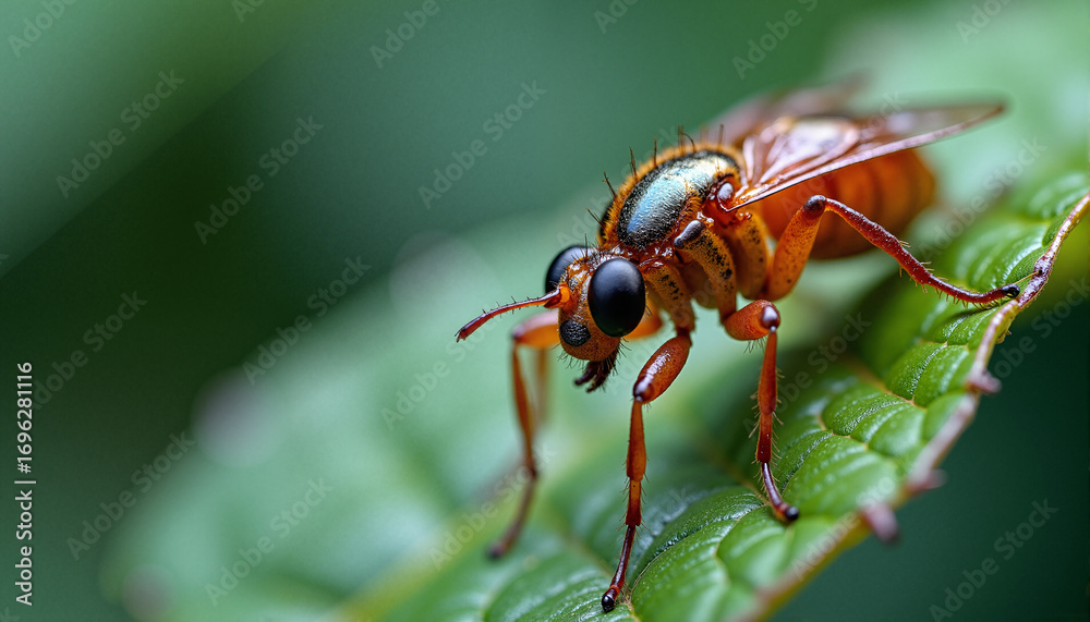 Naklejka premium Macro shot of a colorful fly