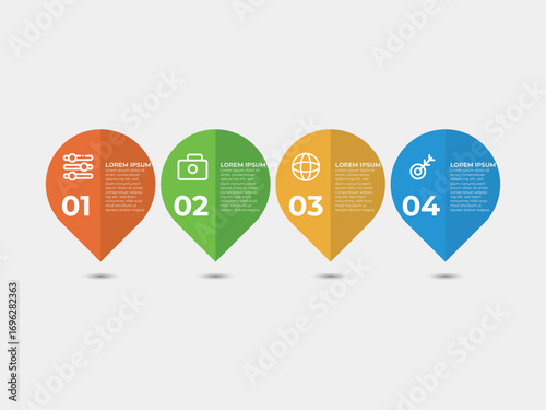 Infographics design template, business concept with 4 steps or options, can be used for workflow layout, diagram, annual report, web design.Creative banner, label vector.