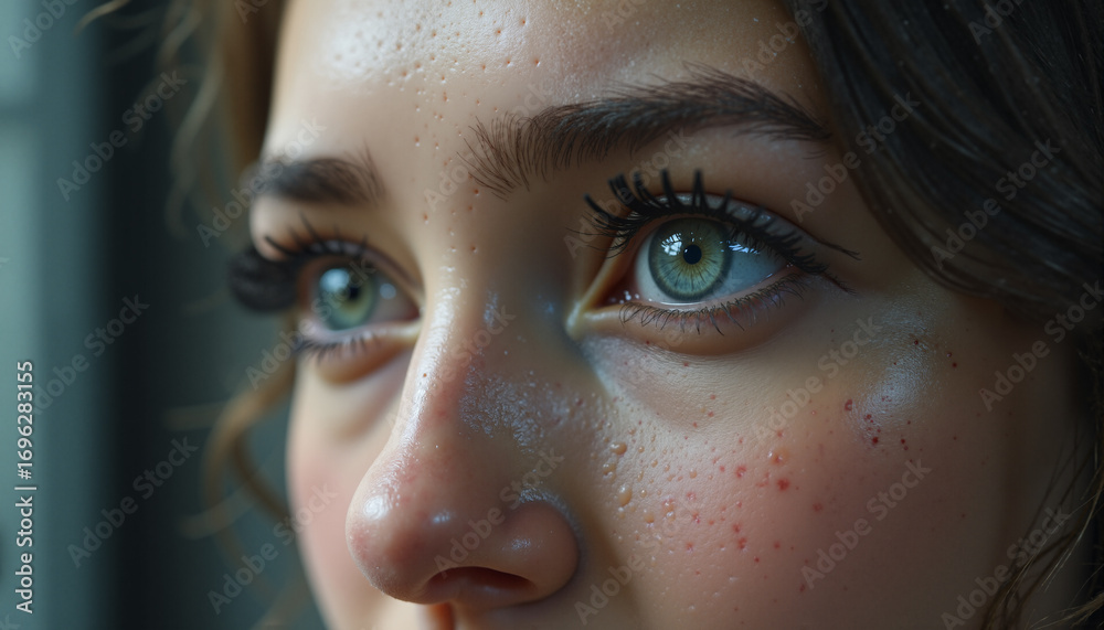 Fototapeta premium Teary-eyed beauty with freckles