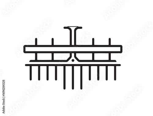 Elegant farming row cultivator vector icon with clean modern style