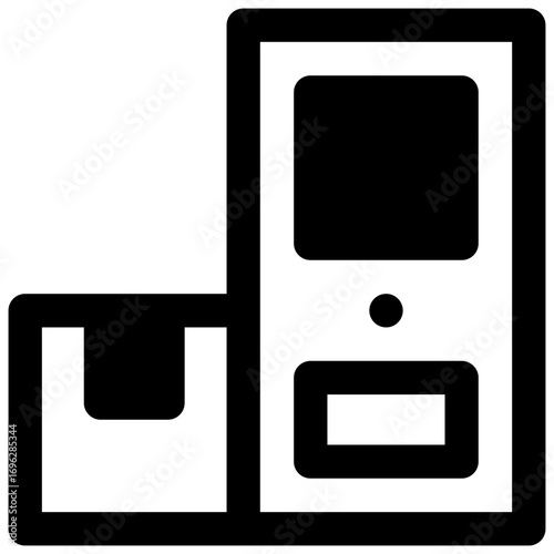 Contactless delivery. Outlined stroke vector icon with black-filled details.