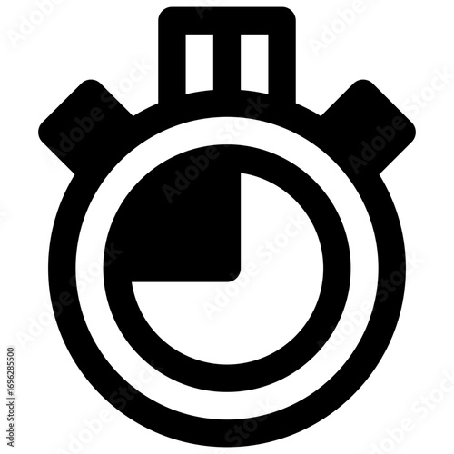 Stopwatch. Outlined stroke vector icon with black-filled details.