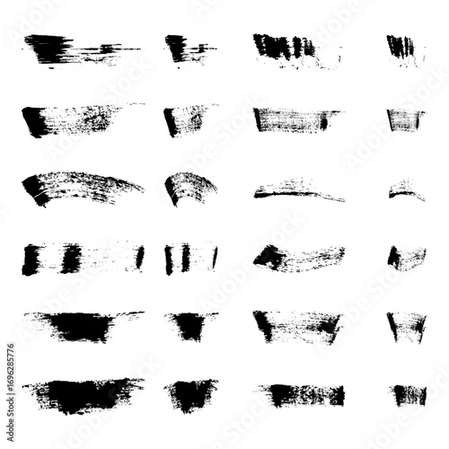Mascara texture. Set of black brush strokes and smudges with a cosmetic effect for use in design, backgrounds, illustrations, and decoration.