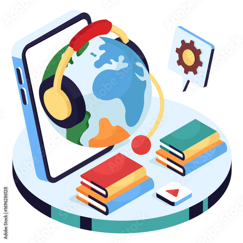 Creative design illustration of audio education