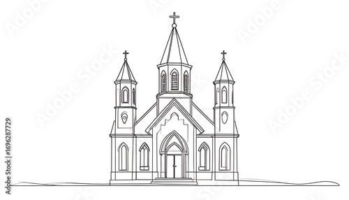 Line drawing of a church facade