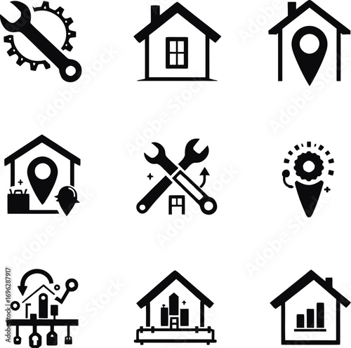 Home repair maintenance service icons set vector illustration for real estate and construction needs 100