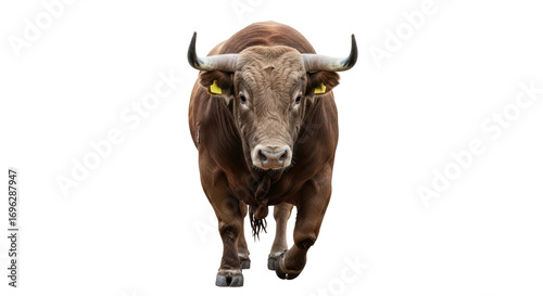 Foto Isolated Brown Bull Walking