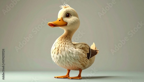 Cute cartoon duck, light beige