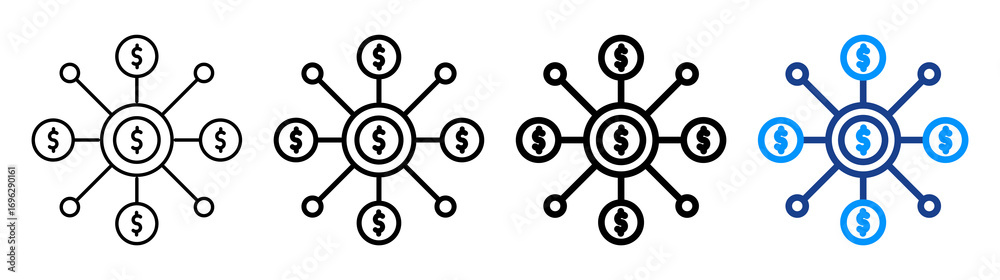 Financial Network Icon Different Style Outline Collection Set Financial Network Icon Different Style Outline Collection Set