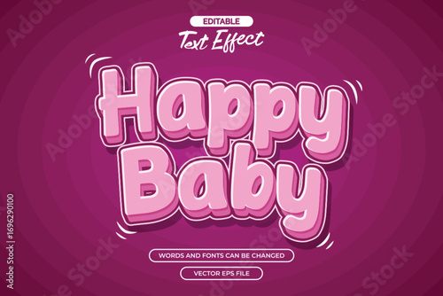 Happy baby editable text effect with cute text style