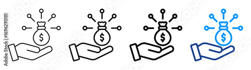 Revenue Stream Icon Different Style Outline Collection Set