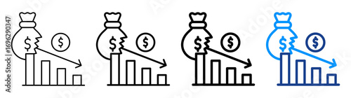Money Loss Icon Different Style Outline Collection Set