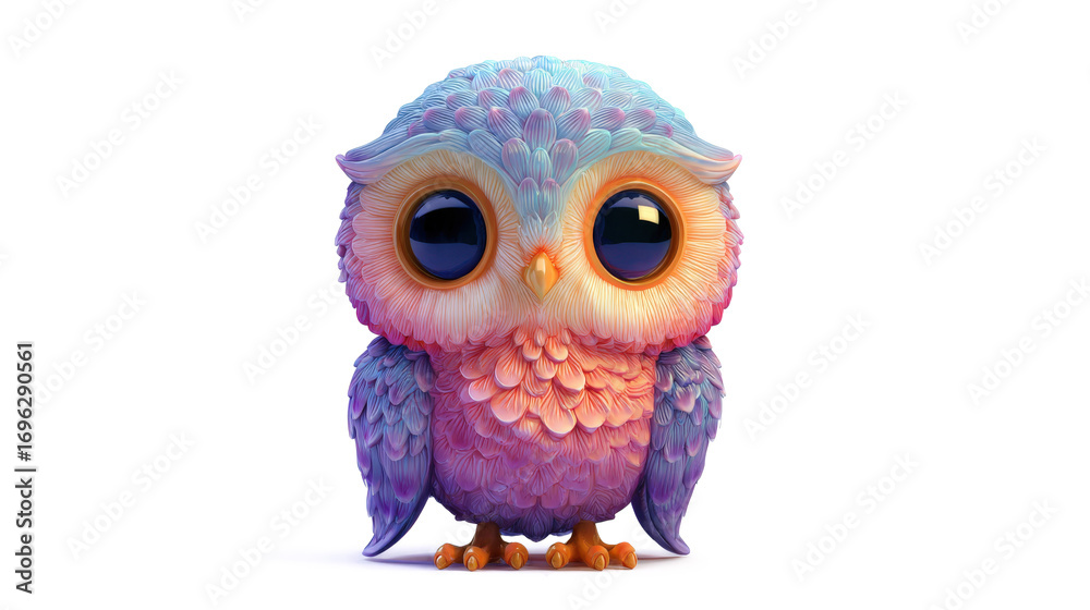 Fototapeta premium Cartoon bird owl isolated on a white background
