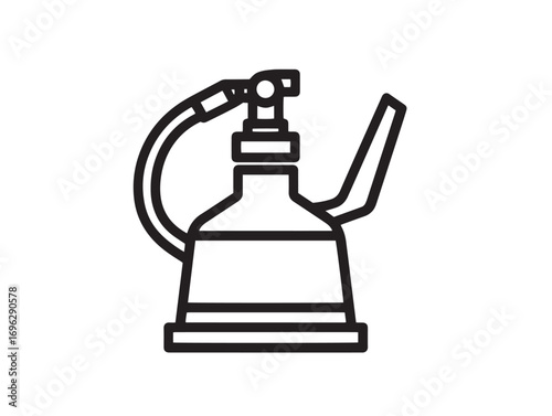 Agricultural spraying machinery with clean minimalist line art icon design