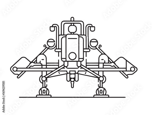 Crop sprayer equipment illustrated in modern elegant vector farming style