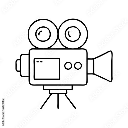 Vector art of oldfashioned camera on tripod, a nostalgic reminder of the golden age of filmmaking and visual storytelling