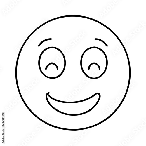 Vector art of smiling face a simple drawing of a happy emoji with a curved mouth and closed eyes, expressing joy and contentment