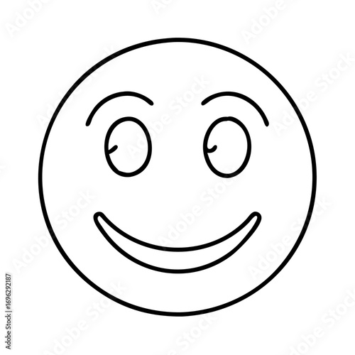 Vector art of smiling face a simple drawing of a happy emoji with a curved mouth and sideways eyes, expressing joy and contentment
