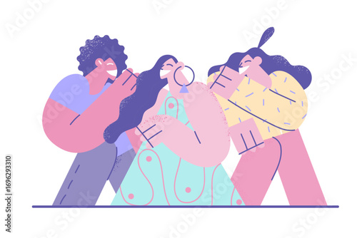 Friendship, mixed race company concept