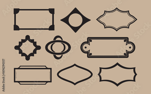 Collection of decorative vintage frames and borders on a textured background