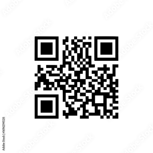 Bold QR code vector illustration symbolizing digital barcode scanning, mobile payment, and online access