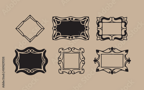 Collection of six vintage decorative ornamental frames in various shapes