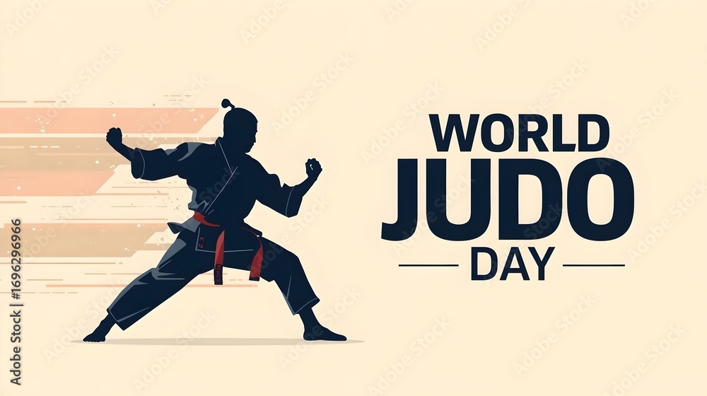 Fototapeta premium Silhouette of Judo Player on World Judo Day Celebrating , promoting Sport, Discipline and Wellbeing
