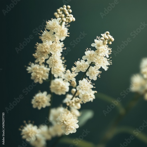 Delicate White Flowers in Bloom Against a Dark Background
