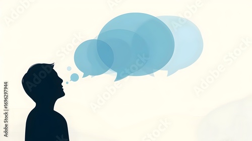 Human Silhouette with communication disorder, Speaking , on International Stuttering Awareness Day