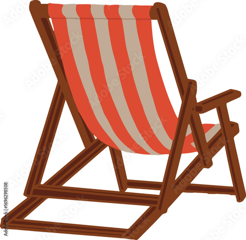 wooden beach chair. wooden pool chair isolated white background. vector