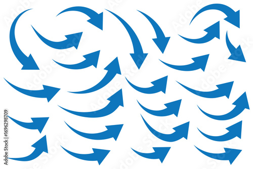 Curve arrows icon, Curved arrows, Arrow sign, Black arrows set on white background