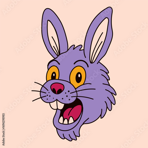 Expressive Bunny Character Vector in Vintage Style