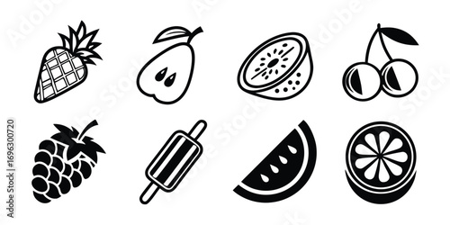 Collection of Stylized Fruit Icons.